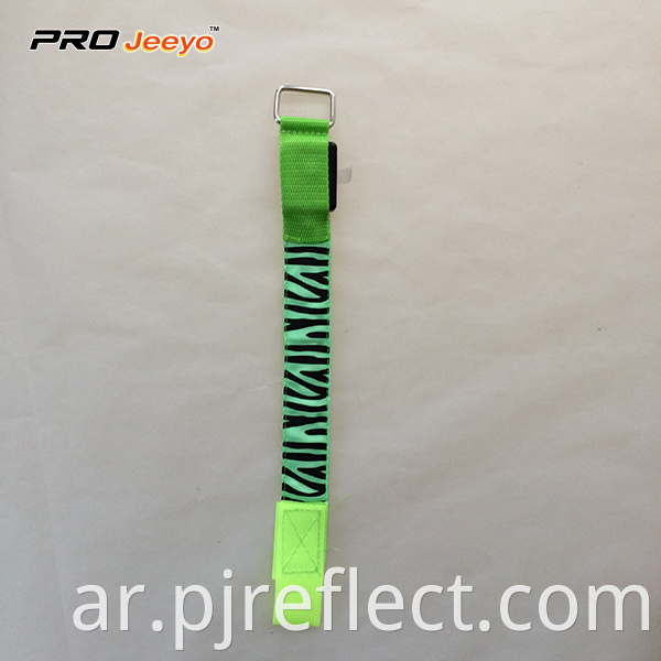 Reflective Led Light Green Zebra Print Webbing Armband Wb Mbw005